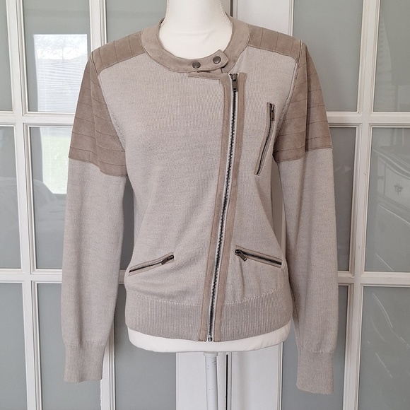 Banana Republic Suede Moto Sweater Jacket - Picture 4 of 16